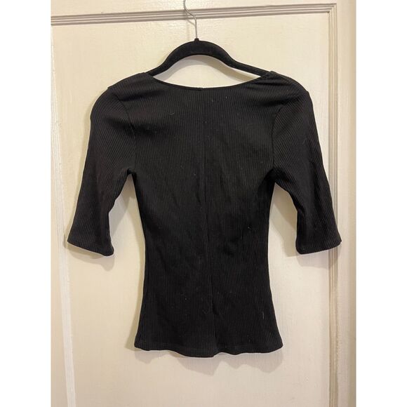 REFORMATION Black Ribbed Sweatheart Shirt Top Tee Women's Size Small - Picture 5 of 9